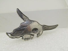 Sterling Southwestern Skull Head Brooch signed Kit Carson