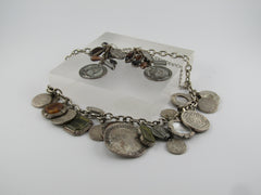 Vintage Faux Roman Coin and Cameo Necklace & Earrings, Chunky, 16"-19"1980's-1990's