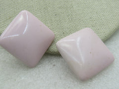 Vintage Pink  Square Clip Earrings, 1-1/8" Earrings, Mid-Century MOD