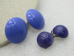 Vintage 2 Pair Purple Clip Earrings, Mid-Century-1960's