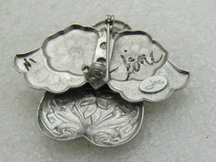 Vintage Angel Brooch, Hand Signed Jane, Hearts & Flowers 1.75"