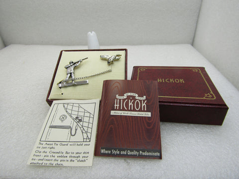 Vintage Hickok Duck Hunter & Duck Tie Clasp & Tack Pin, Original Box