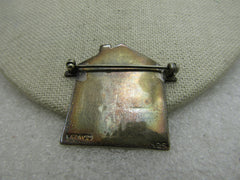 Vintage Sterling Silver House Family Brooch, Mexico, Coronavirus Stay Home Theme 1.5", 8.36 gr.