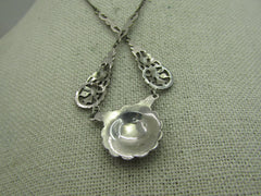 Vintage Sterling Silver Marcasite Necklace, 1920's-1930's, 16"