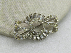 Vintage 1940's Rhinestone Brooch, Baguettes, 2",