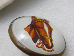 Vintage Horse with Bit Bridal Rosette Button, 1.75", Round