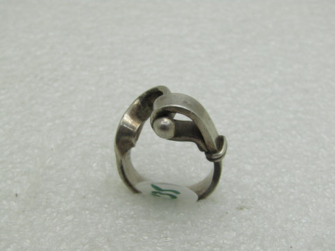Vintage Sterling Silver Modernist Belt  Ring, Sz. 7, Unisex, Unique