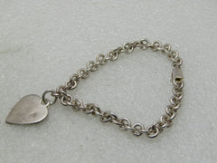 Vintage Sterling Silver Single Heart Charm Bracelet, 7", 18.81 gr.