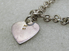 Vintage Sterling Silver Single Heart Charm Bracelet, 7", 18.81 gr.