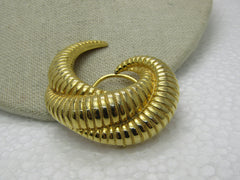 Vintage Curved Scarf Clip, Gold Tone, 1980's.  2.25"