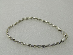 Vintage Sterling Silver 7" Rope Bracelet, 2.2mm wide, twisted rope.