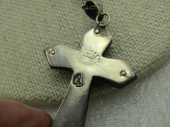 Vintage Sterling Silver Inlaid Cross Necklace, 17.5", Mexico