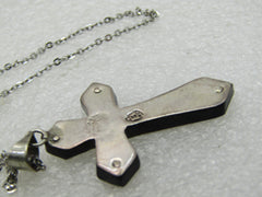 Vintage Sterling Silver Inlaid Cross Necklace, 17.5", Mexico