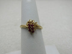 Vintage 10kt Red Spinel & Diamond Ring, Sz. 6.5, Floral Design