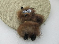 Vintage Brown Cat/Mink Brooch, 1960's-1970's, 3" by 20"