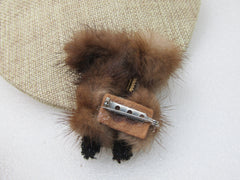 Vintage Brown Cat/Mink Brooch, 1960's-1970's, 3" by 20"