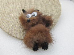 Vintage Brown Cat/Mink Brooch, 1960's-1970's, 3" by 20"
