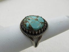 Vintage Sterling Southwestern Turquoise Ring, Sz. 7.5, 5.39 Gr.