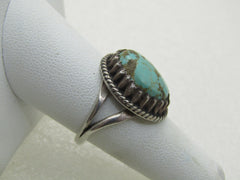 Vintage Sterling Southwestern Turquoise Ring, Sz. 7.5, 5.39 Gr.