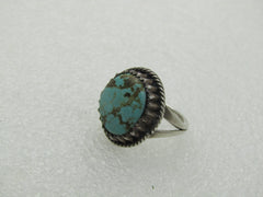 Vintage Sterling Southwestern Turquoise Ring, Sz. 7.5, 5.39 Gr.