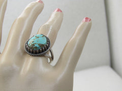 Vintage Sterling Southwestern Turquoise Ring, Sz. 7.5, 5.39 Gr.