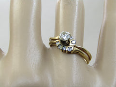 Vintage 18kt Diamond Wedding Set, Size 8.5, Appx. .33 TCW, Halo.