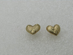 Vintage 14kt Heart Stud Earrings,  Signed JCM, Diamond Cut Accents