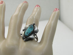 Vintage Sterling Southwestern Turquoise Ring, Sz. 8.5, Appx. 4.40 Gr.