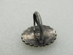 Vintage Sterling Southwestern Floral Inlaid MOP Ring, size 6.5, Signed J.M.