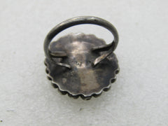 Vintage Sterling Southwestern Floral Inlaid MOP Ring, size 6.5, Signed J.M.