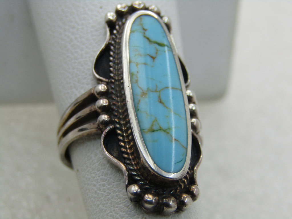 Sterling Silver Southwestern Faux Turquoise Ring, Sz. 6,