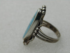 Sterling Silver Southwestern Faux Turquoise Ring, Sz. 6,