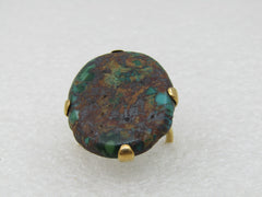 Vintage Southwestern 18kt & Sterling Gold Boulder Turquoise Ring, Sz. 5.5, 25+TCW.