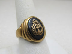 Vintage 10kt United State Navy Anchor Ring, Sz. 8.5, 1940's-1950's, Signed