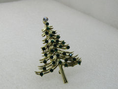 Vintage Dodd's Green Rhinestone Christmas Tree, 2.5"  1960's
