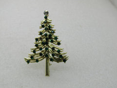 Vintage Dodd's Green Rhinestone Christmas Tree, 2.5"  1960's