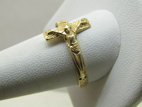 Vintage 14kt Crucifix Ring, Men's, Sz. 12.5. Yellow gold