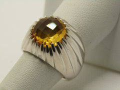 Sterling Silver Citrine Hand-Made Ring, Sz. 7.25, 3 CTW