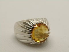 Sterling Silver Citrine Hand-Made Ring, Sz. 7.25, 3 CTW