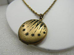 Victorian Rhinestone Locket Necklace, Falling Stars. 28"