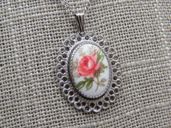 Vintage Beau Sterling Floral Filigree Necklace, 15"