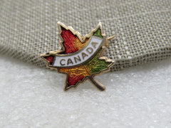 Vintage Enameled Canada Maple Leaf Brooch, Souvenier