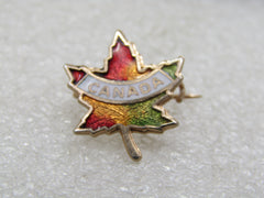 Vintage Enameled Canada Maple Leaf Brooch, Souvenier