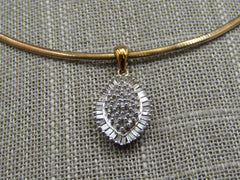 Vintage 10kt Diamond Pendant Reversible Omega Chain Necklace, 17"