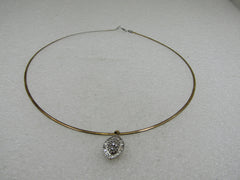 Vintage 10kt Diamond Pendant Reversible Omega Chain Necklace, 17"