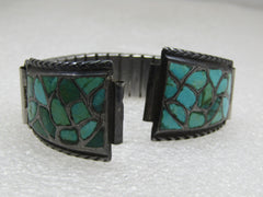 Vintage Southwestern Sterling Inlaid Turquoise Watch Tips, Men's, 5/8" lugs