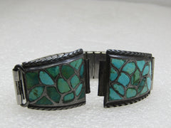 Vintage Southwestern Sterling Inlaid Turquoise Watch Tips, Men's, 5/8" lugs