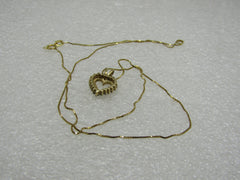 Vintage 14kt Diamond Heart Necklace, 18", Two-Tone