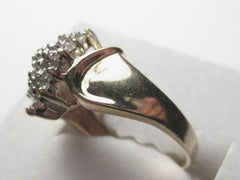 Vintage 10kt Yellow Gold Stunning Wide Diamond Pointed Cluster Ring, size 7