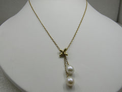 Vintage 14kt Cultured Pearl Lavalier Necklace, 14.5", Signed IBB